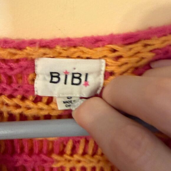 BiBi size small Multicolor Open Front Mixed Checkered Pattern Knit Cardigan over - Picture 3 of 5